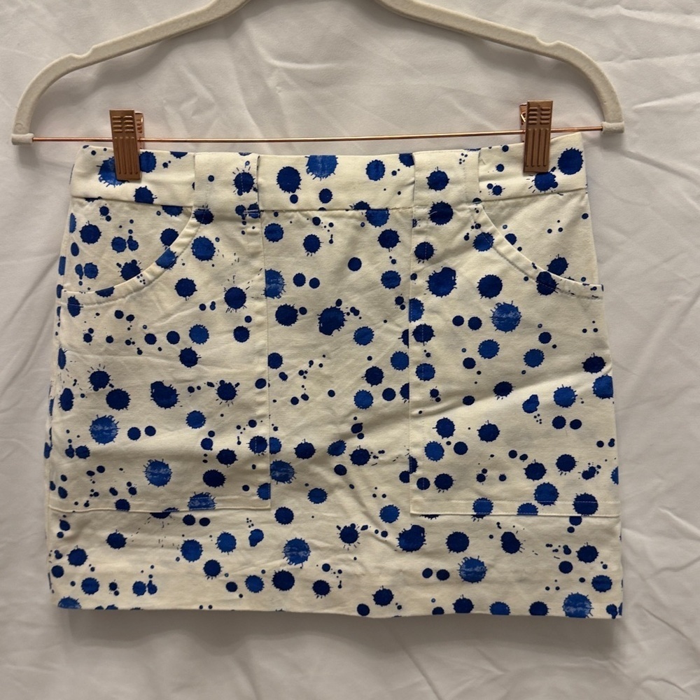 Kate Spade White and Blue Polka Dot Skirt
